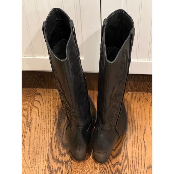 NWOB Crown Vintage Womens Sila Leather Cowboy Boots Blocked Heels Size 11W Black - Picture 5 of 9